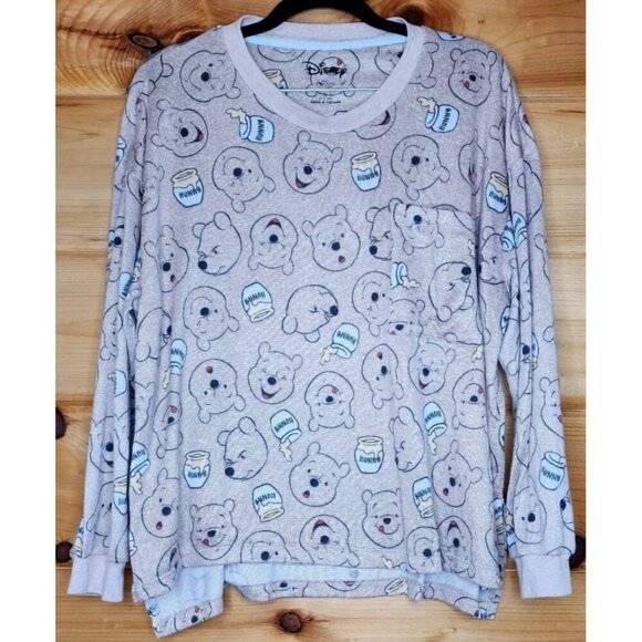 Disney Winnie The Pooh Lightweight Pajama Top Women’s L Long Sleeve Pj Top - Picture 8 of 9